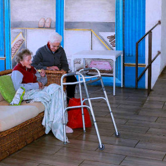 mid-care patient with a visitor